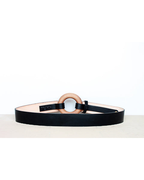 Circle belt in black & natural