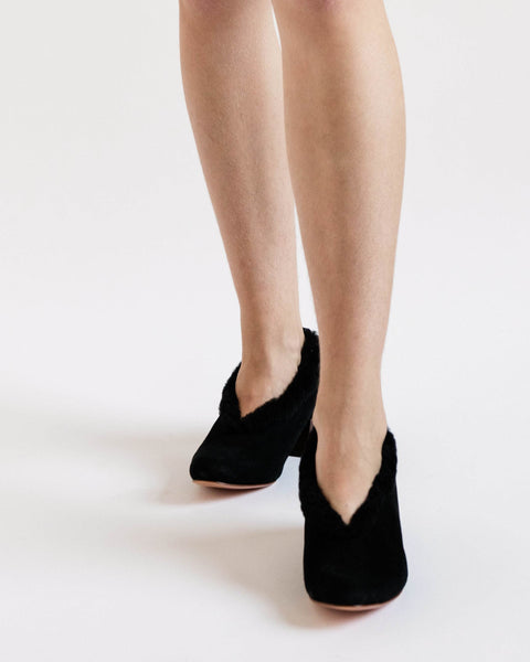 Pina ballerinas in black suede and shearling