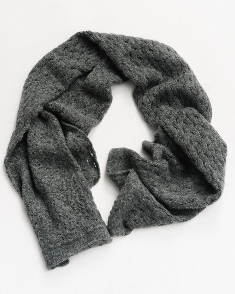 Lace alpaca scarf in charcoal