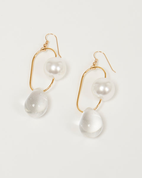 Bitter Sweet earrings in pearl and clear glass