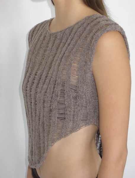 Aperol knit top in taupe print