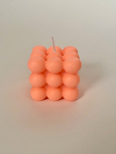Atom Cube Candle in neon orange
