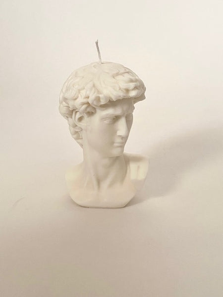 Large David’s head candle in white