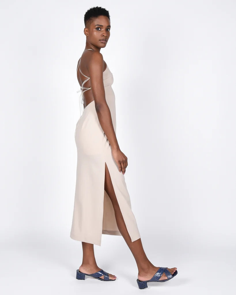 Teresa linen dress in stone