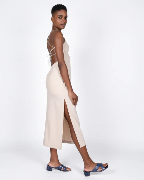 Teresa linen dress in stone