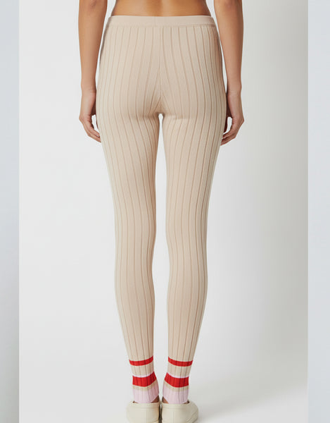 Ribbed legging  in combo almond & chili