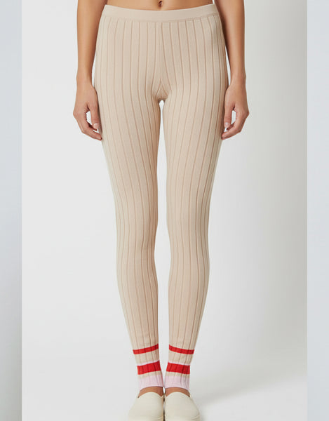 Ribbed legging  in combo almond & chili