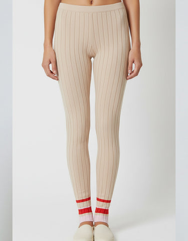 Ribbed legging  in combo almond & chili