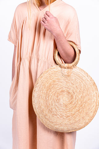 Full-moon wicker bag