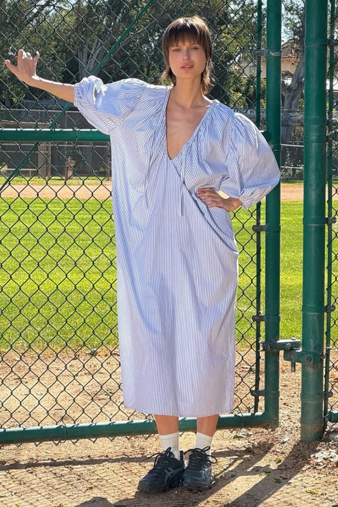 Yvonne dress in stripes (blue & white)