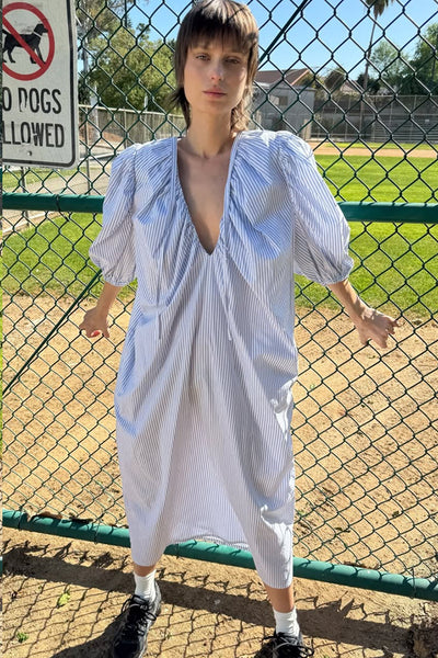 Yvonne dress in stripes (blue & white)