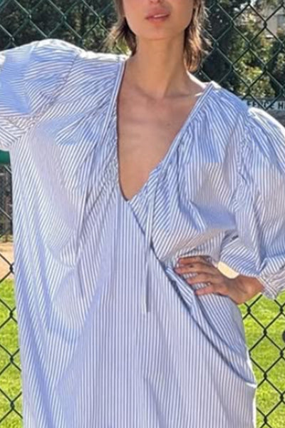 Yvonne dress in stripes (blue & white)