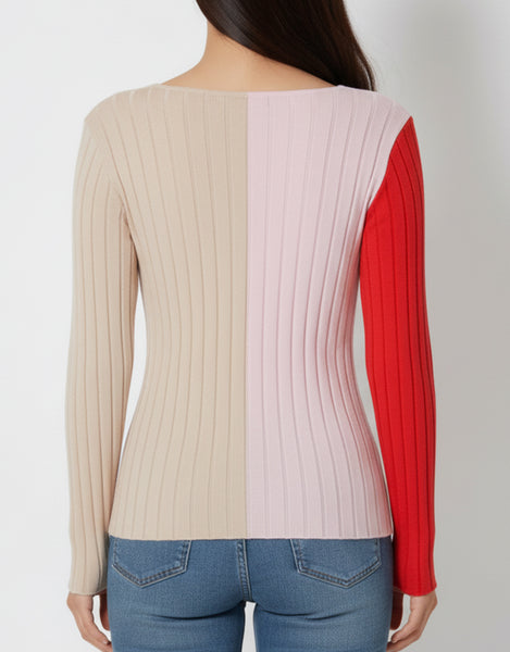 Lou knit top in combo almond & chili