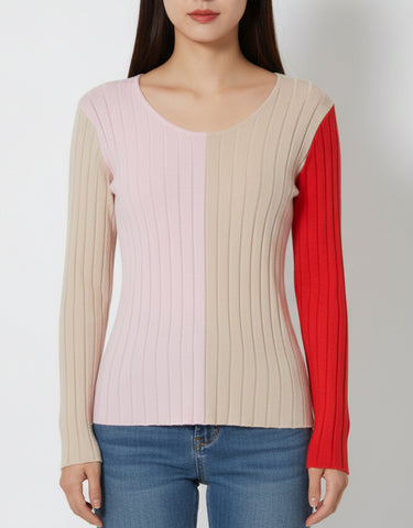 Lou knit top in combo almond & chili