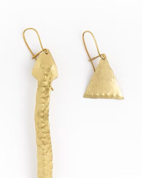 Snake and triangle golden earrings