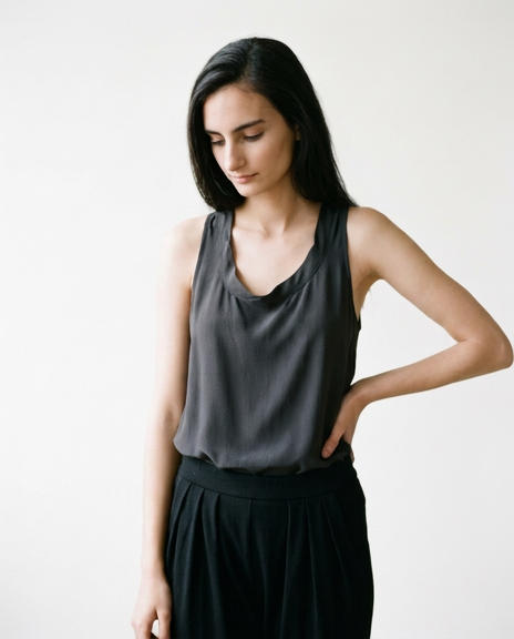 Silk Tank Top in Smoke