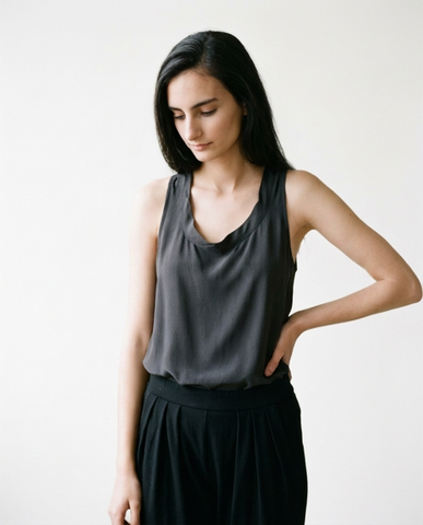 Silk Tank Top in Smoke