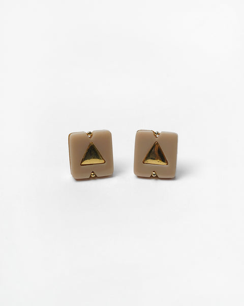 Geometric blush & gold clip-on earrings