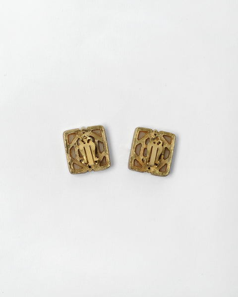 Geometric blush & gold clip-on earrings