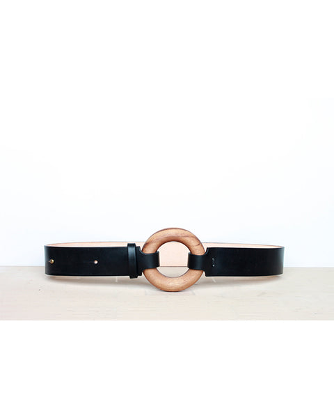 Circle belt in black & natural