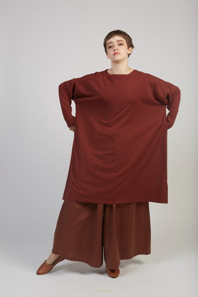Simona sweatshirt tunic dress in maroon