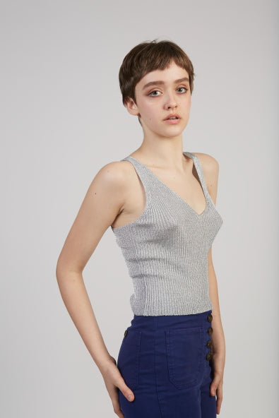 Siafu lurex knit top in silver