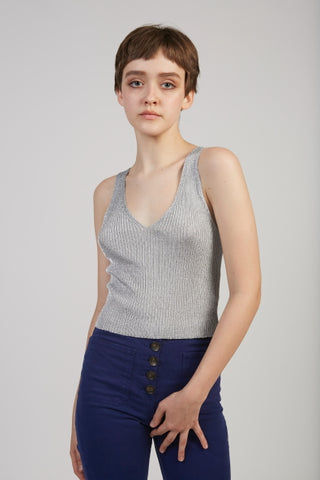 Siafu lurex knit top in silver