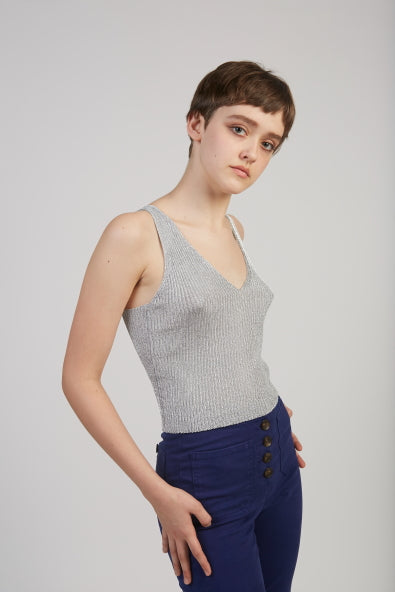Siafu lurex knit top in silver