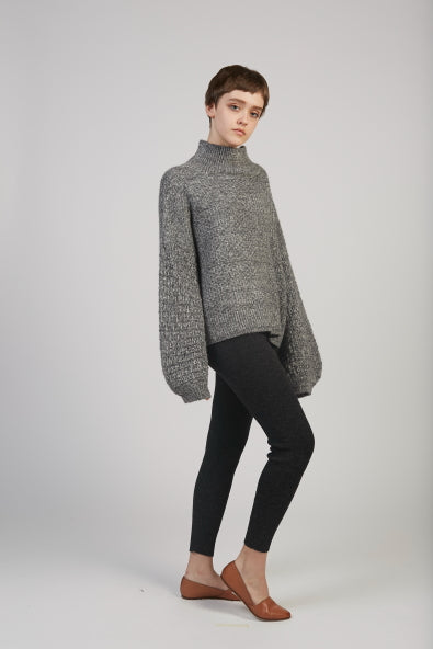 Tulip Sleeve sweater in charcoal