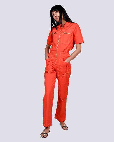 Danny boilersuit in tomato