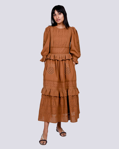 Pineapple dress in terracotta