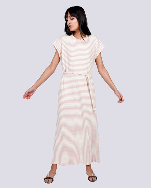 Shaw kaftan sleeveless dress in red & white stripe