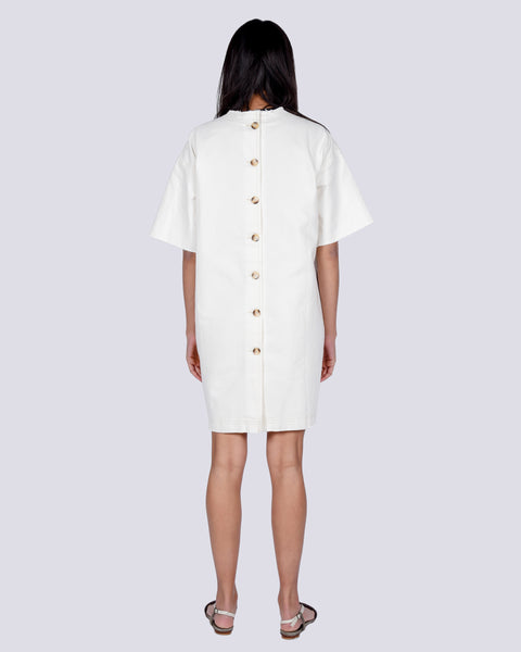 Eli dress in white denim