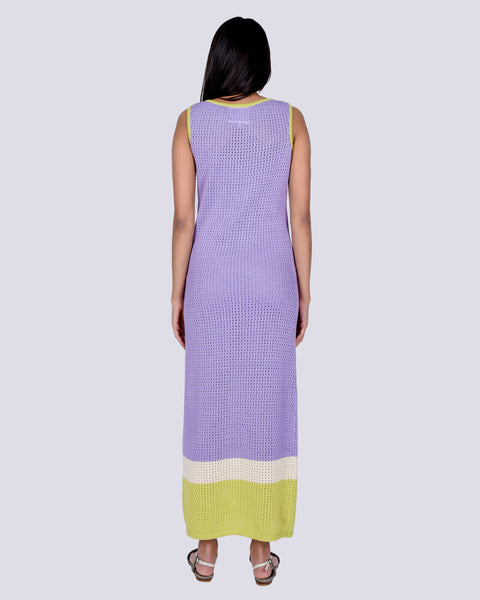 Calista long crochet dress in beige