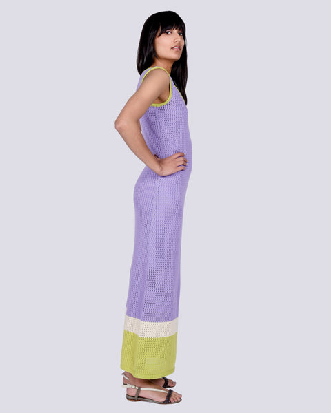 Calista long crochet dress in beige