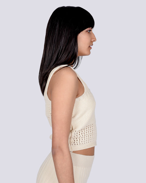 Sol crochet top in beige