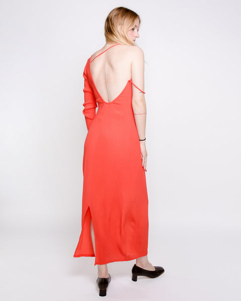 Linde asymmetrical crinkle dress in red