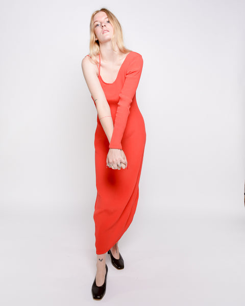 Linde asymmetrical crinkle dress in red