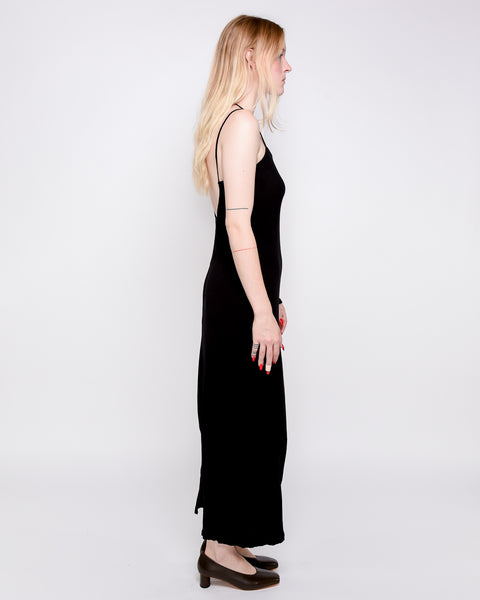 Linde asymmetrical crinkle dress in black