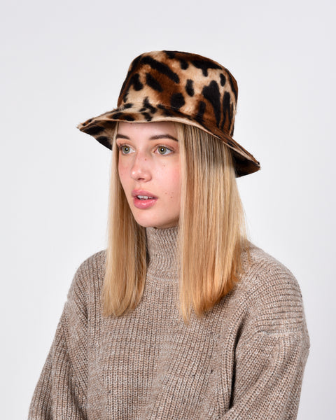 Bucket hat in tiger shag felt