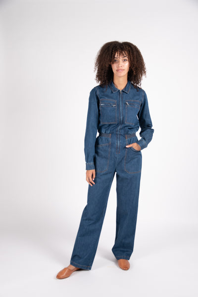 Danny Long Sleeves Boilersuit in stretch denim