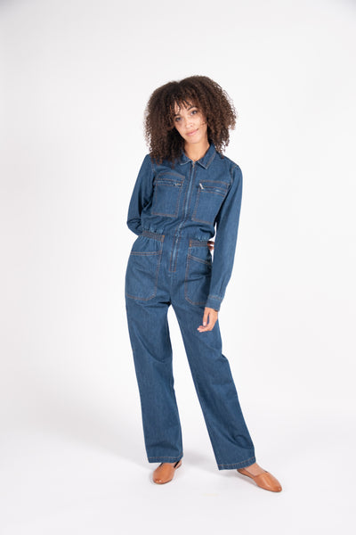 Danny Long Sleeves Boilersuit in stretch denim
