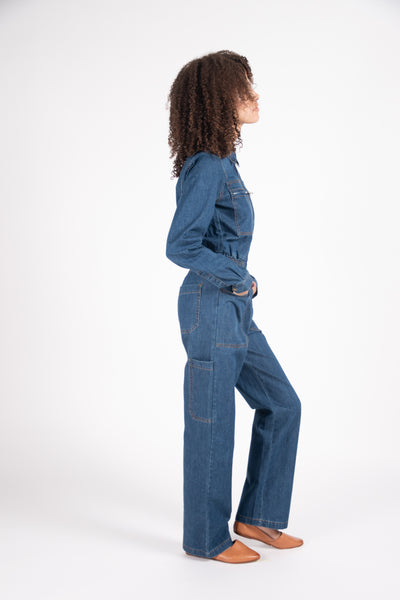 Danny Long Sleeves Boilersuit in stretch denim