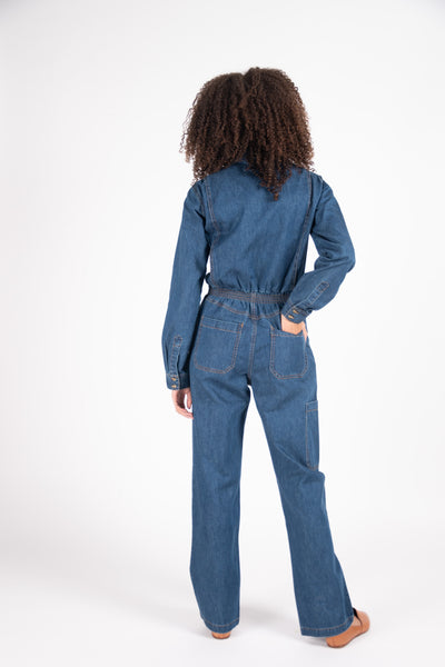 Danny Long Sleeves Boilersuit in stretch denim