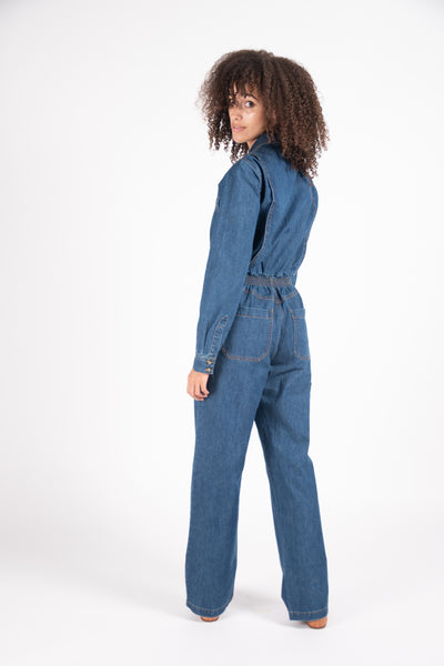 Danny Long Sleeves Boilersuit in stretch denim