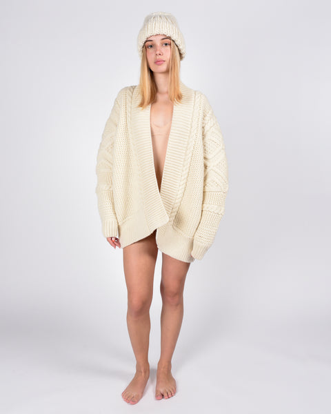 Diamond sleeves cardigan in cream