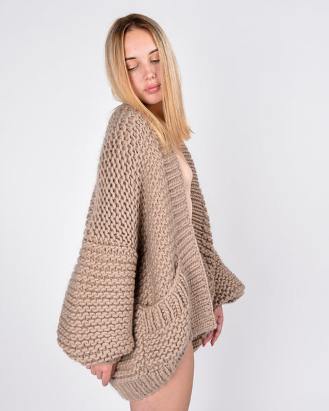 Pocket cardigan in warm taupe