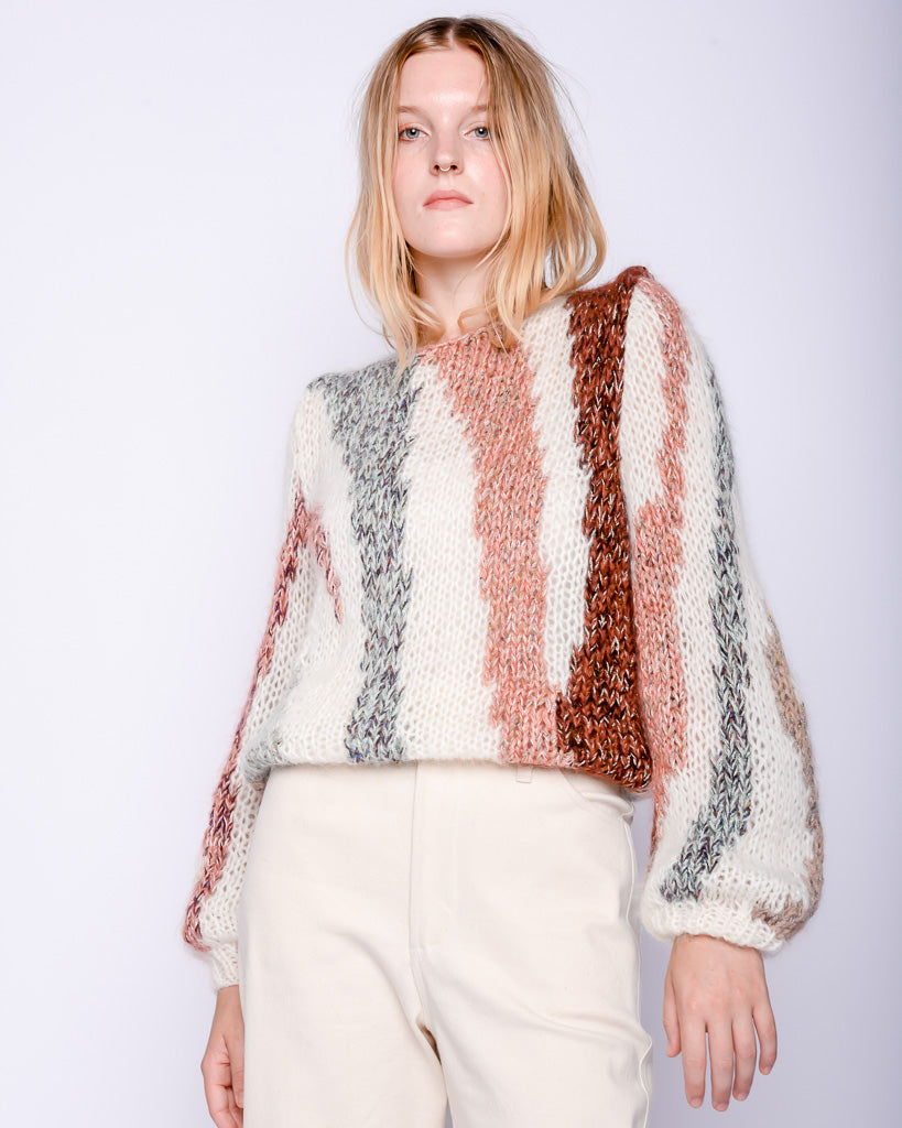 Zebra mohair Pullover in multicolor creme