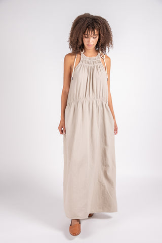 Sargent dress in stone crinkle cotton