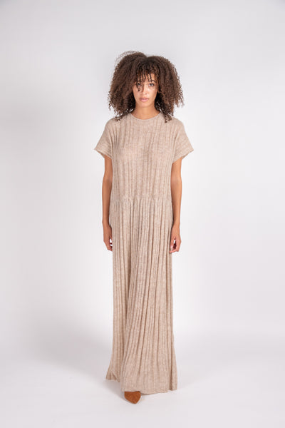 Tate ribbed alpaca dress in latte